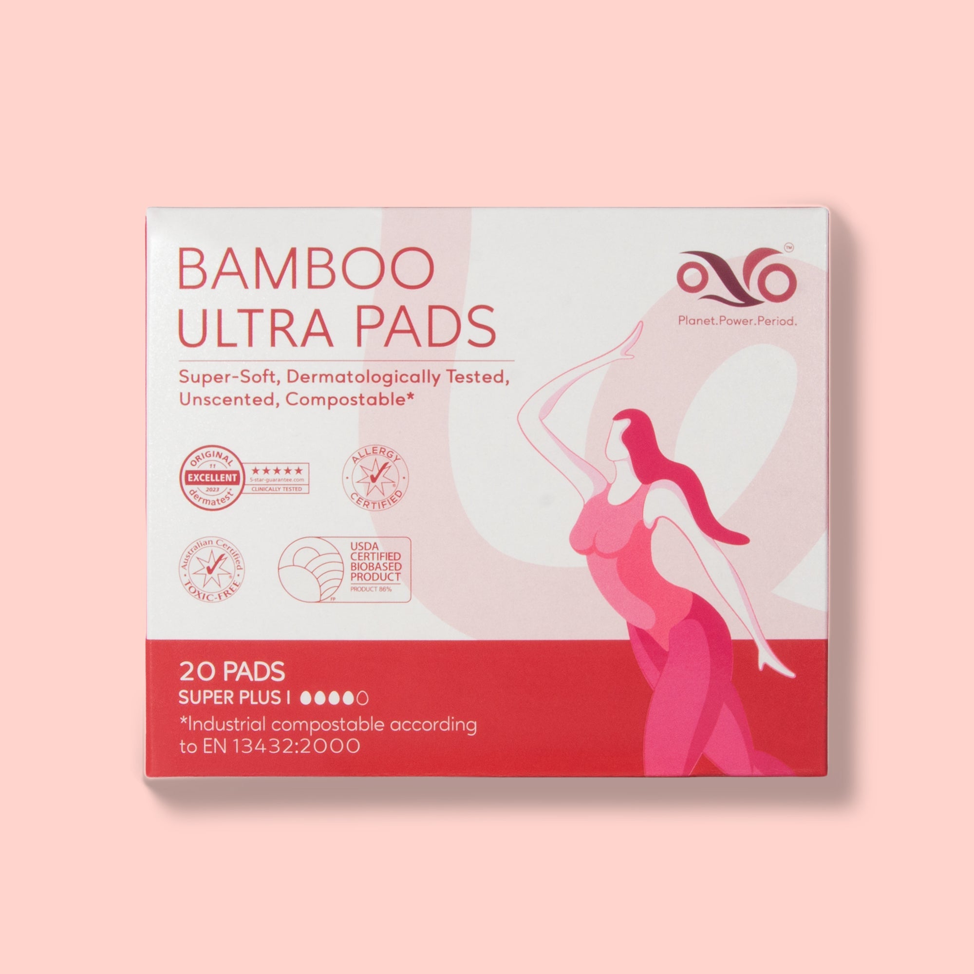 Bamboo Ultra Pads Super Plus, Overnight Period Protection