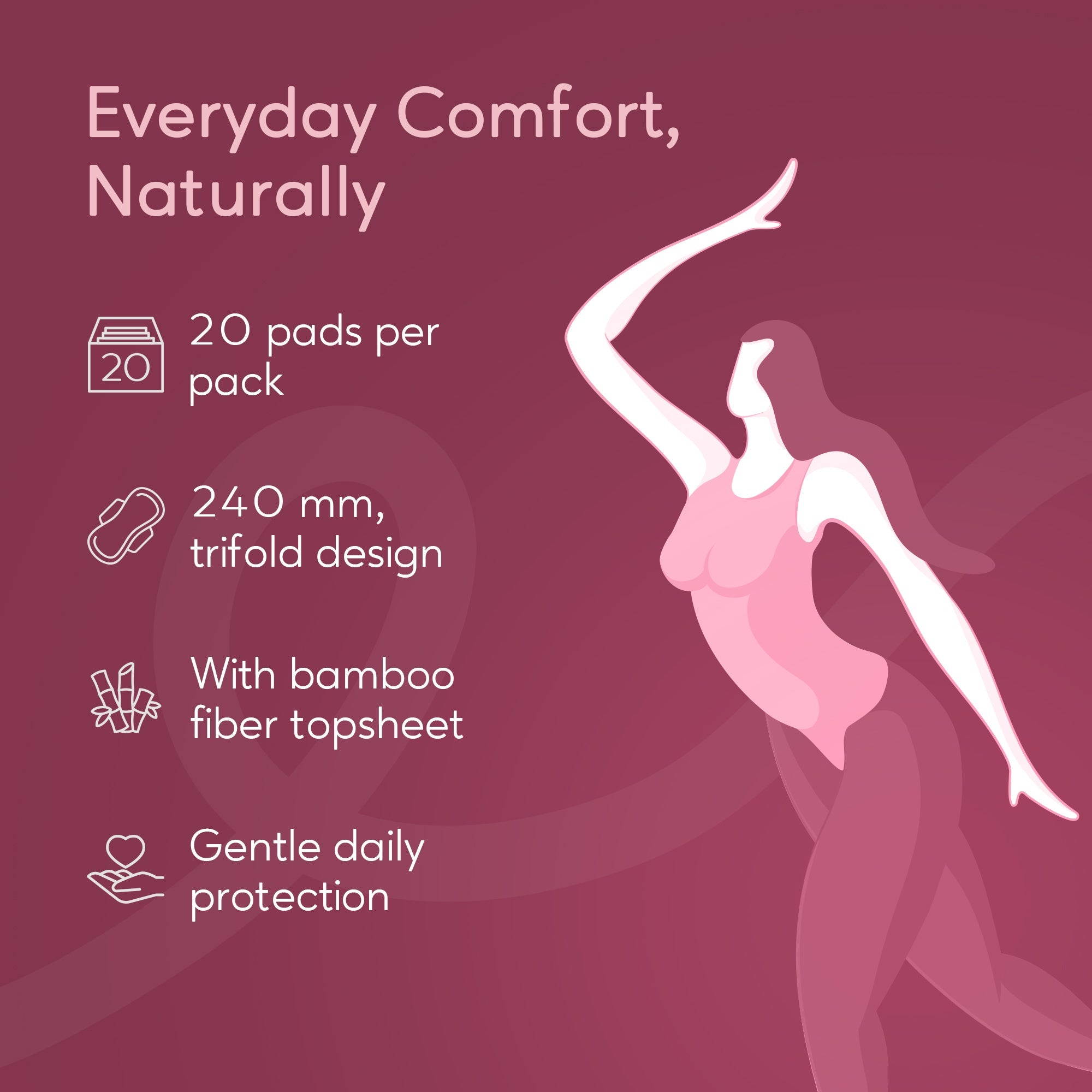 Bamboo Ultra Pads Regular, Everyday Period Protection
