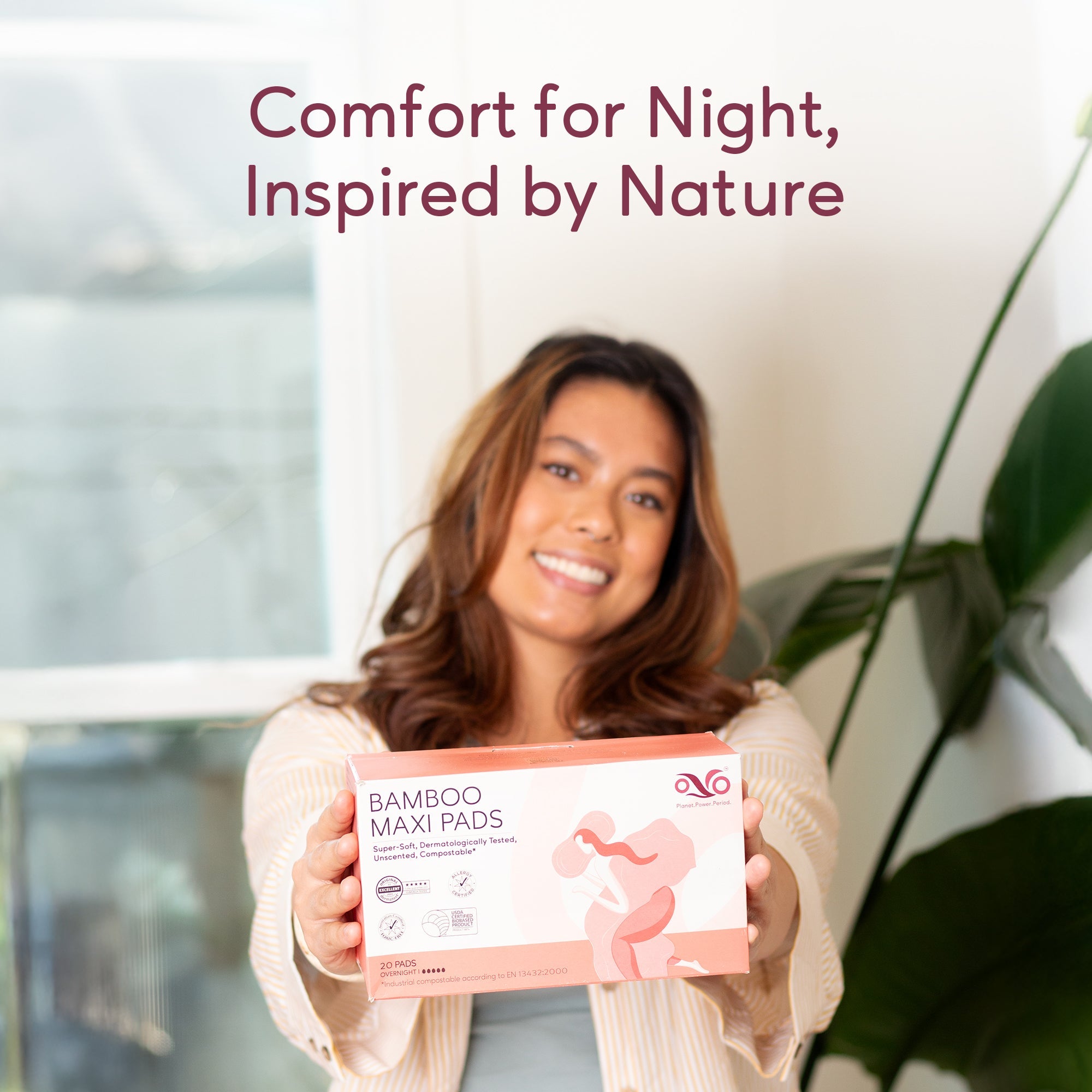 Bamboo Maxi Pads, Overnight Period Protection with Extra Coverage