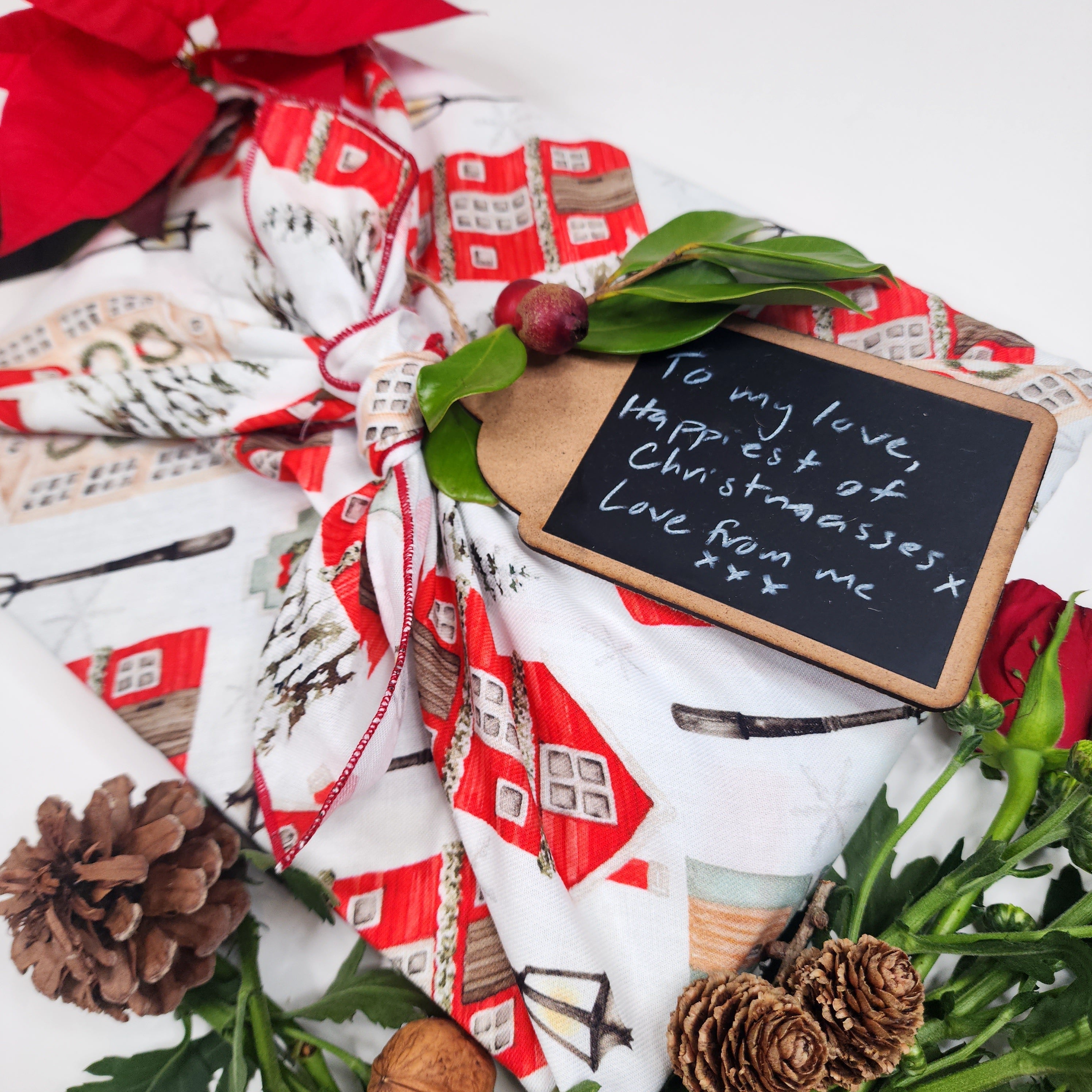 Christmas Cottages (4 Furoshiki Gift Wraps)