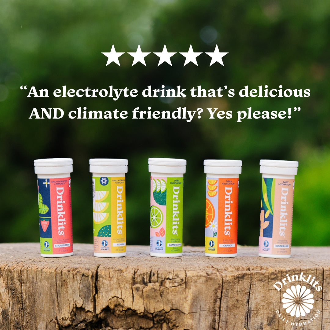 Drinklits Ginger-Lime & Orange Electrolyte Tablets (4) Tube Bundle | Daily Hydration Combo