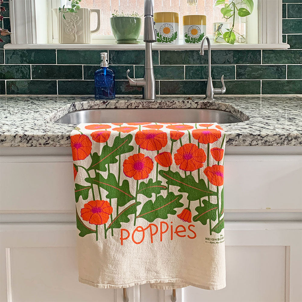 Poppies Organic Cotton Dish Towel