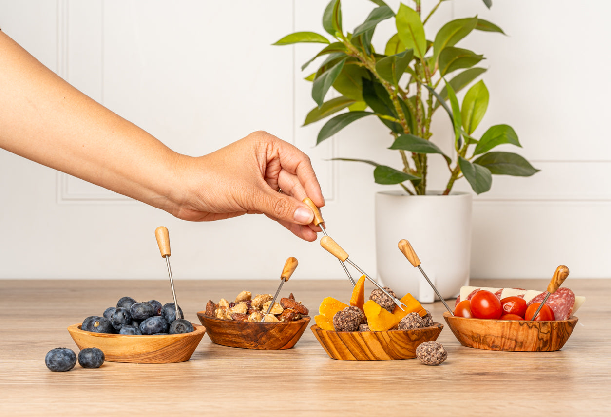 Italian Olivewood Aperitivo Forks - Set of 6