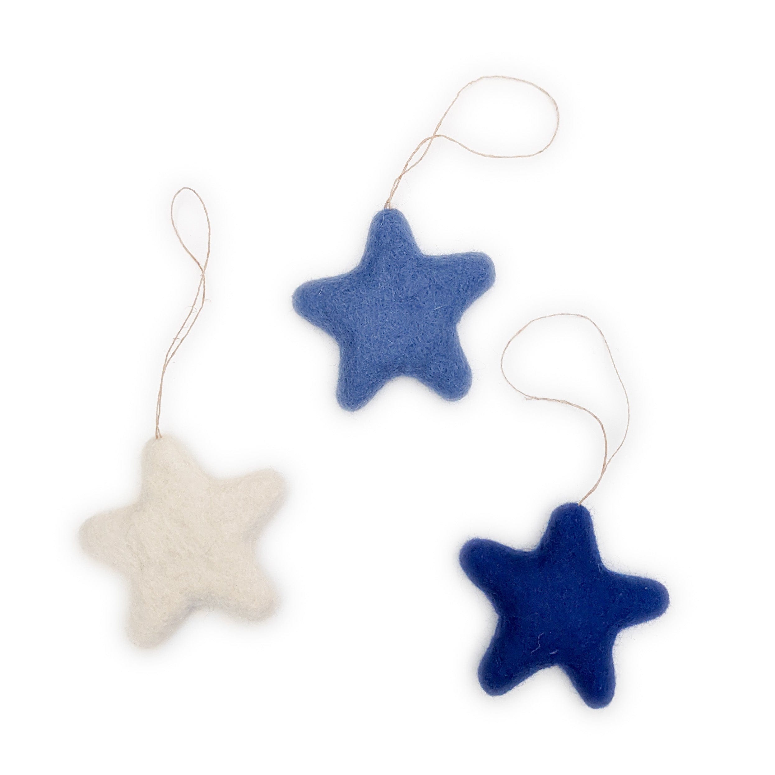 Jumbo Bright Stars Eco Ornaments - Set of 3 - BLUE
