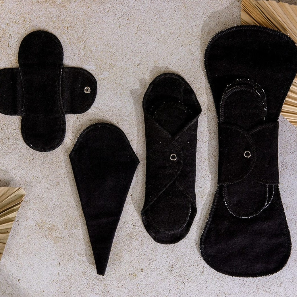 Zero Waste Reusable Period Pads Black