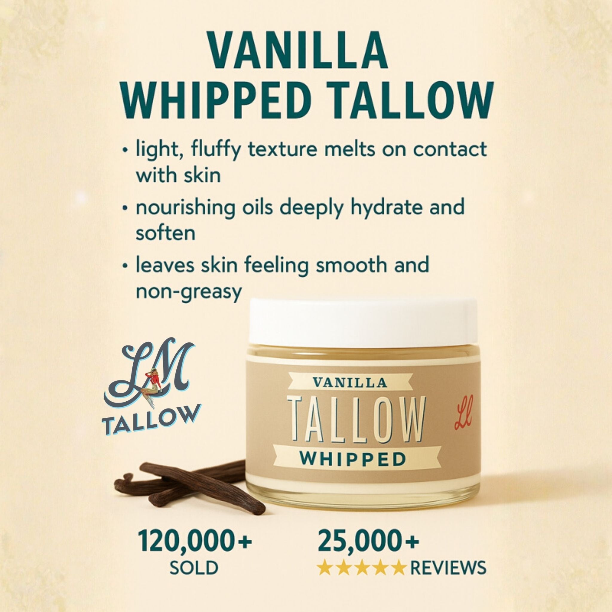 Scented Whipped Tallow Trio - 9oz Lavender, Vanilla Bean & Eucalyptus Tea Tree | Grass-Fed Skincare Bundle
