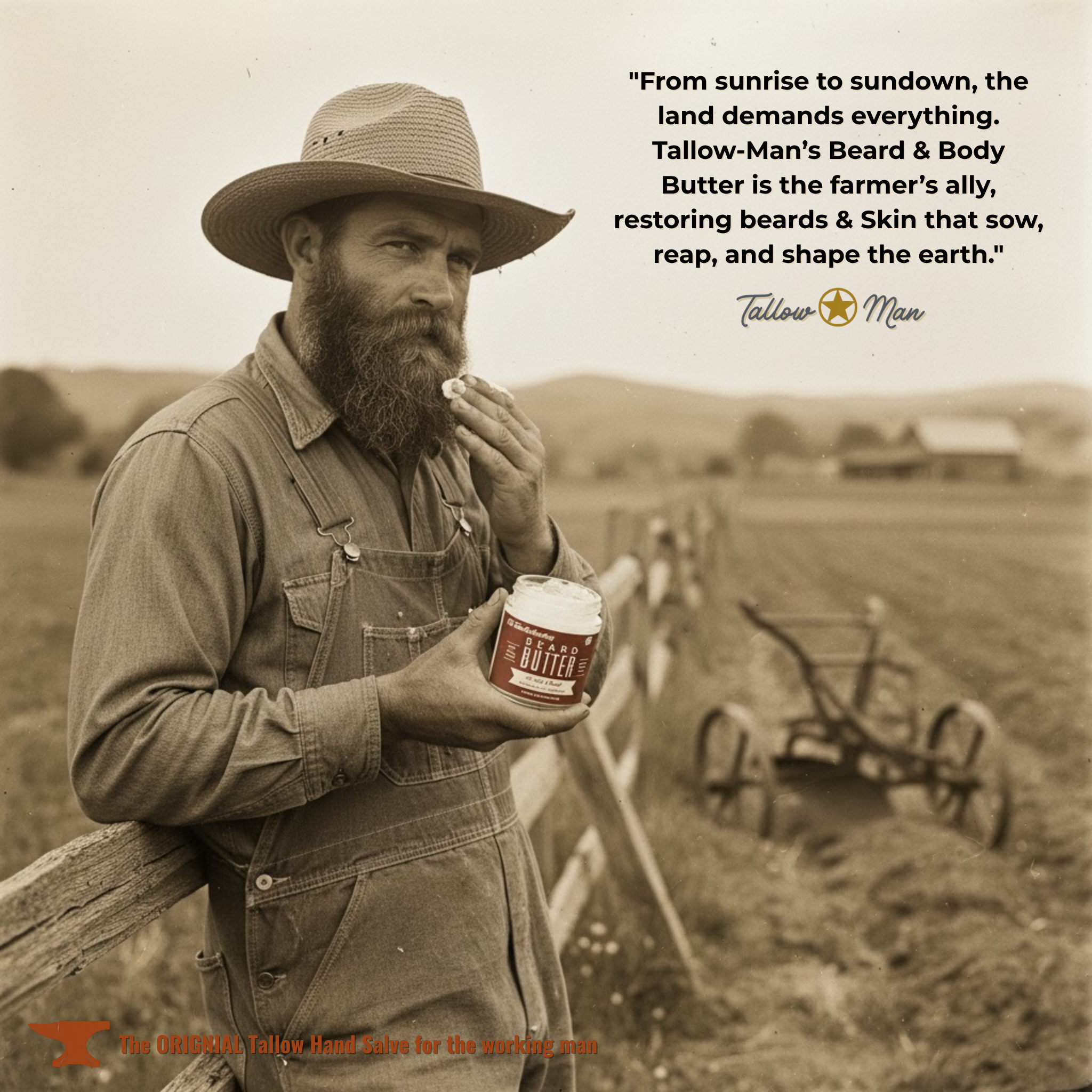 Tallow Man Old Time Barbershop Beard & Body Butter - Grass-Fed Tallow - 9oz