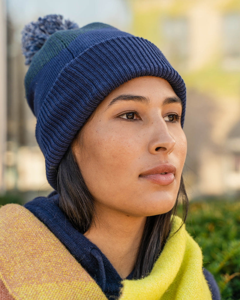 Recycled Chevron Pom Beanie