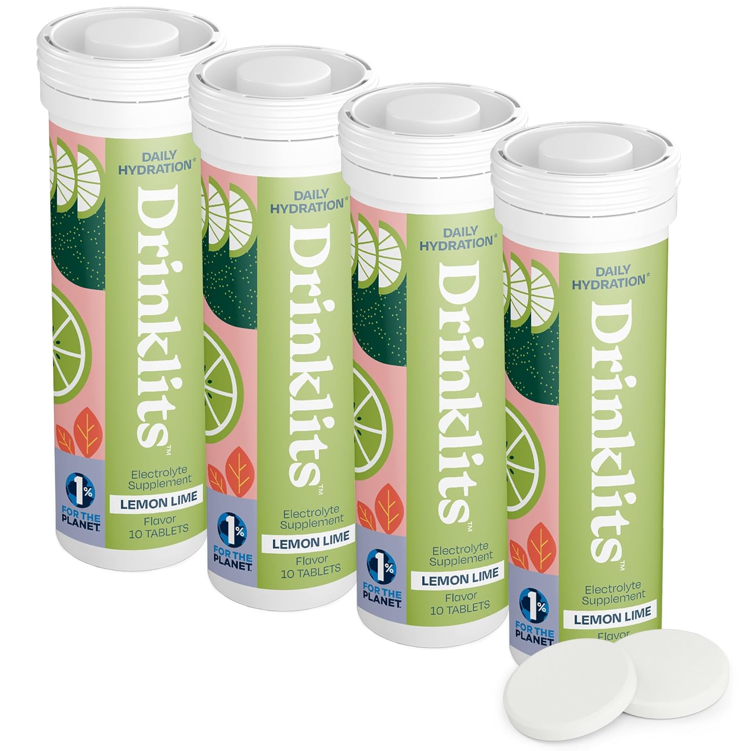 Drinklits Lemon-Lime Daily Hydration Tablets (4) Tube Bundle