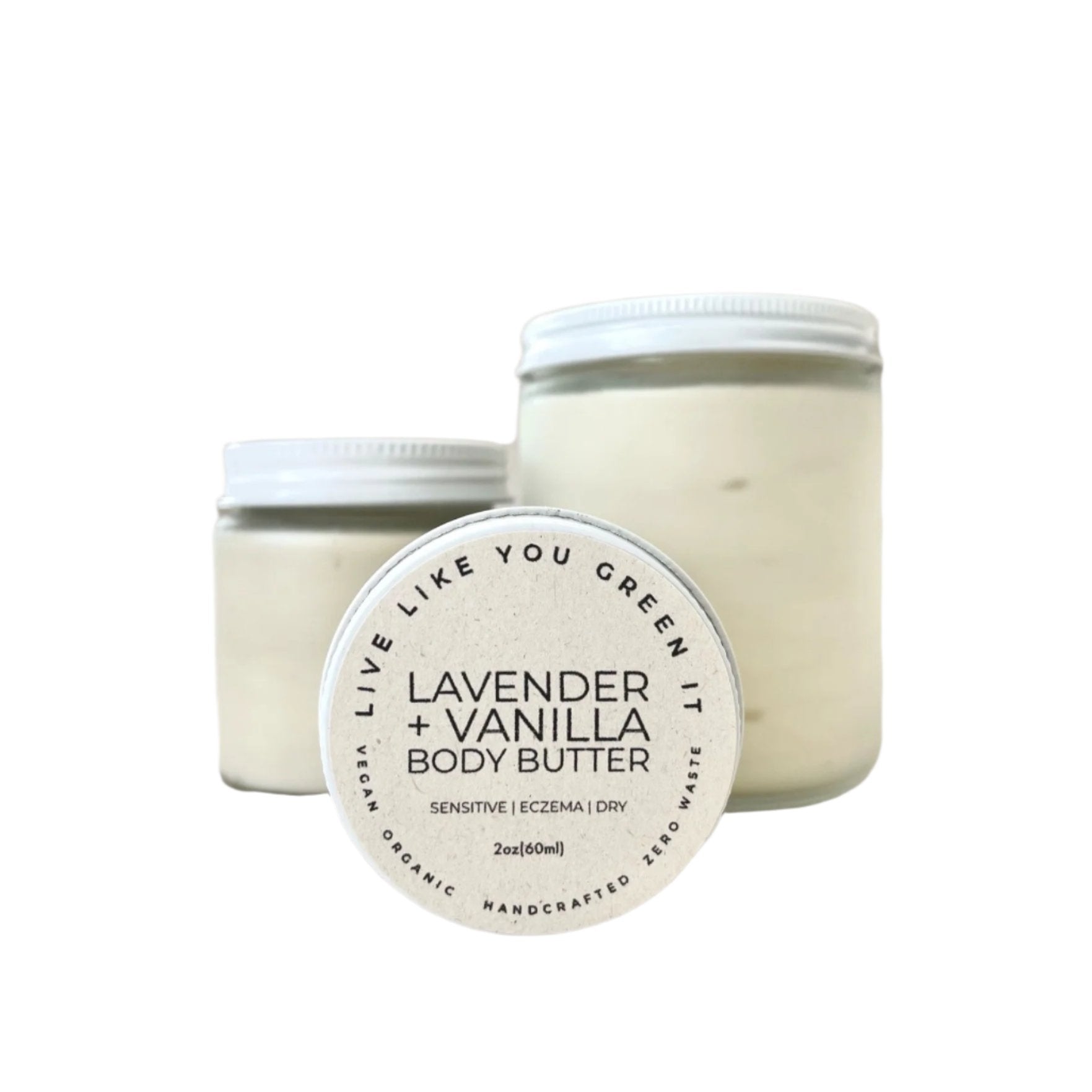 Lavender Body Butter - For Dry Skin, Vegan, Eczema Cream, Plastic Free, Organic, 2-8 oz.