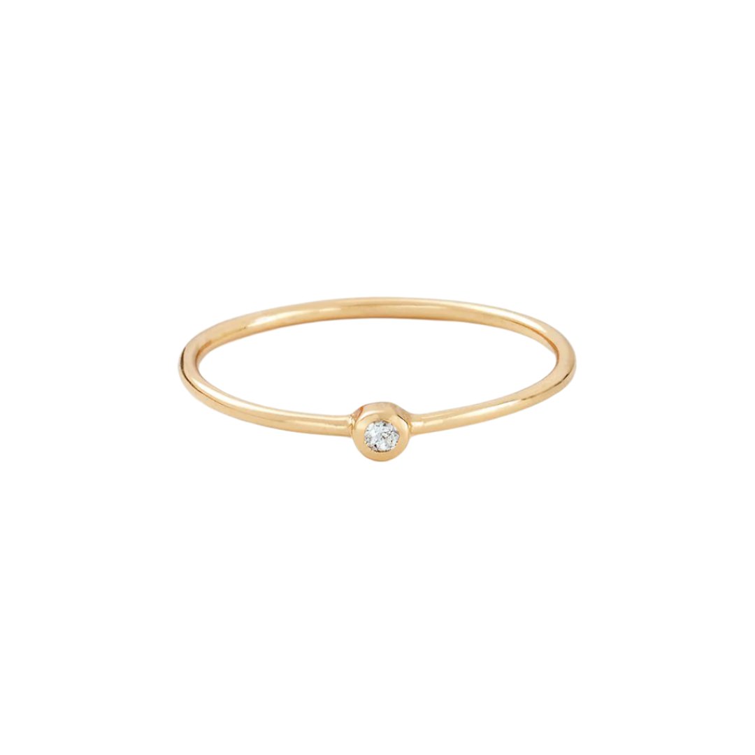 Gold Small Sparkling White Topaz Stacking Ring