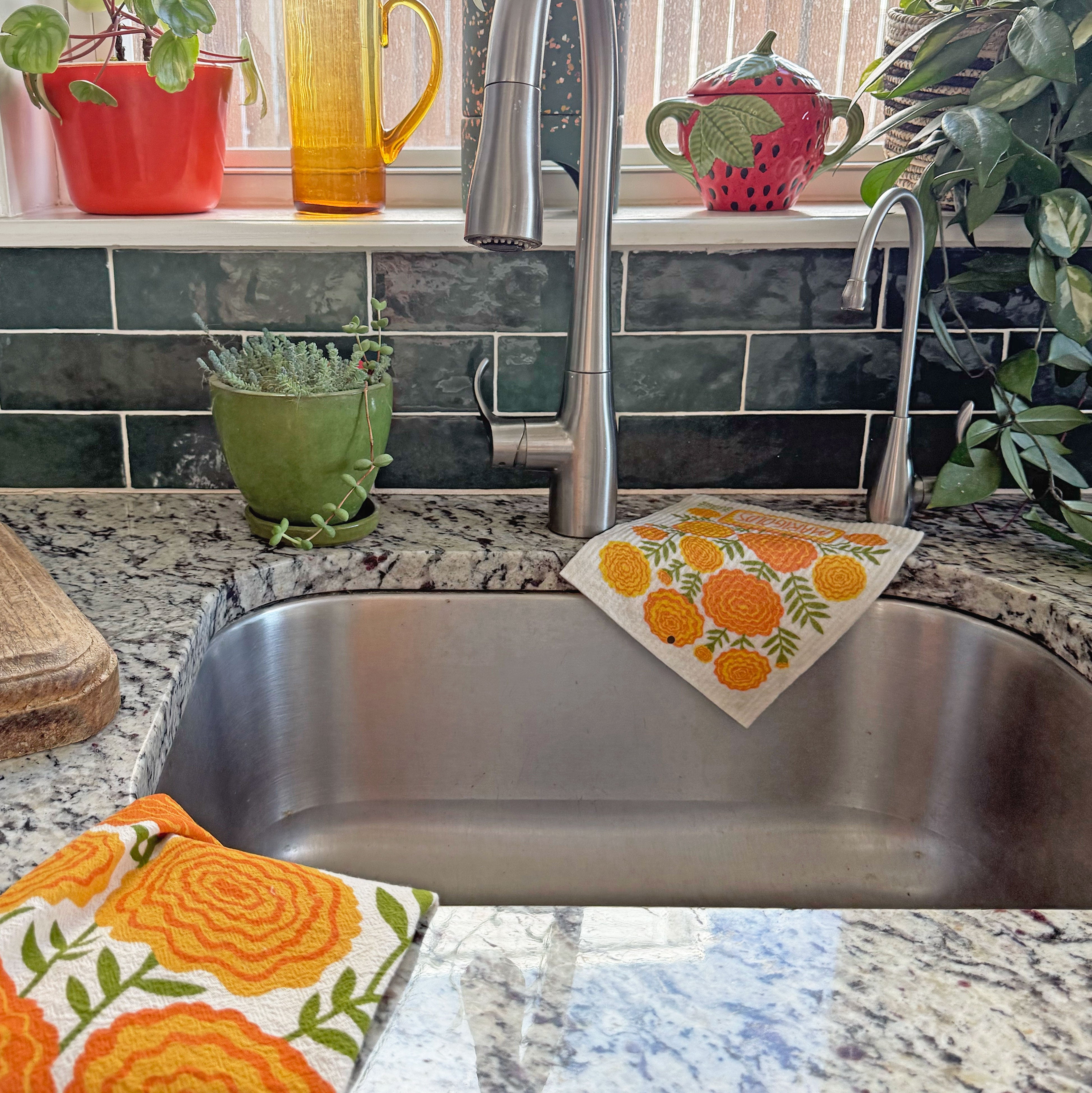 The Neighborgoods Marigolds Dish Towel