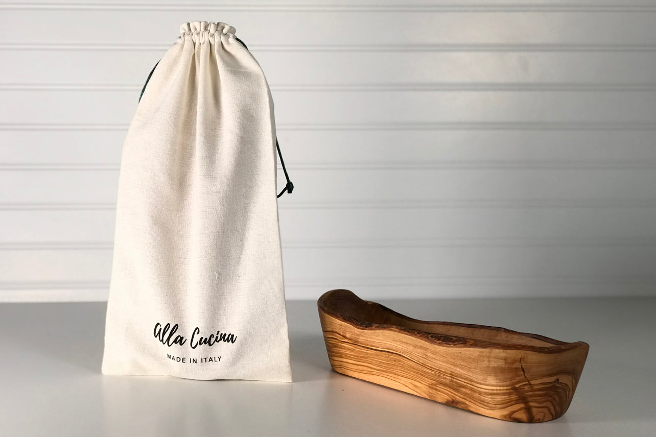 Italian Olivewood Oval Boat Bowl