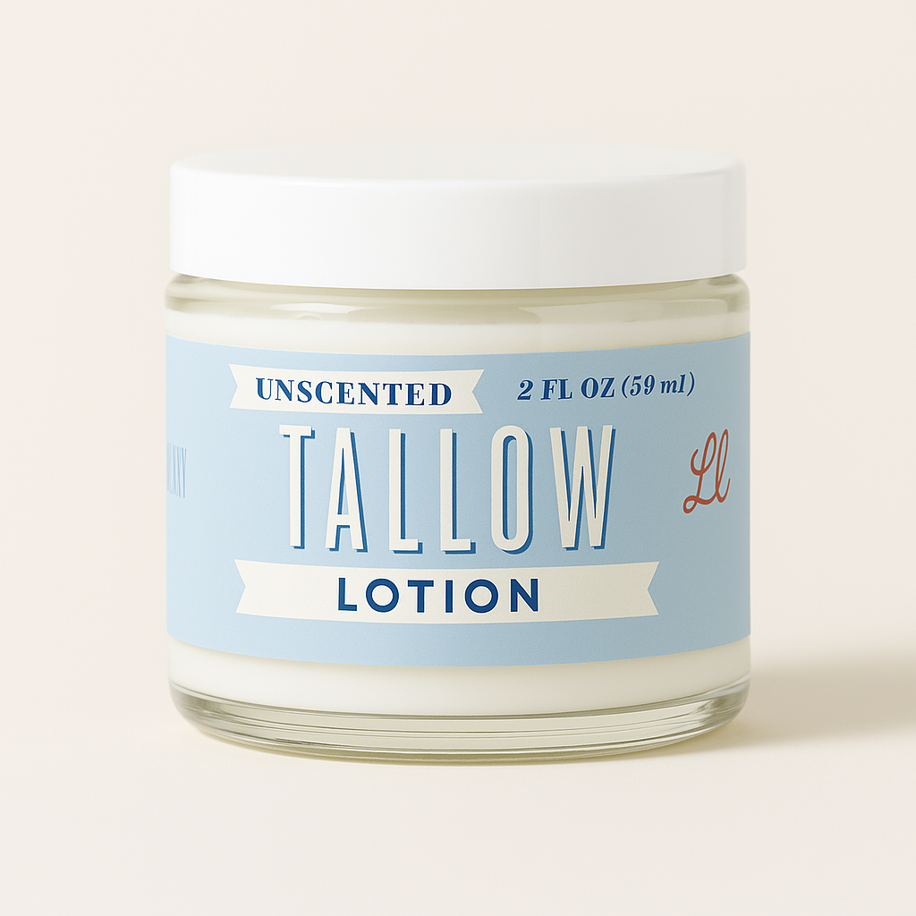 Unscented Tallow Lotion - Pure Single-Ingredient Moisturizer - 2oz