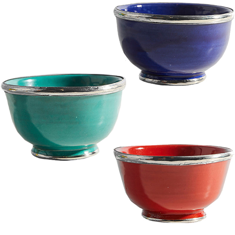 Moroccan Silver Rimmed Bowls 3pk