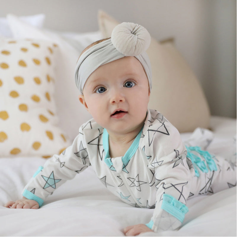 Aqua Star Delight Ruffled Zipper Onesie