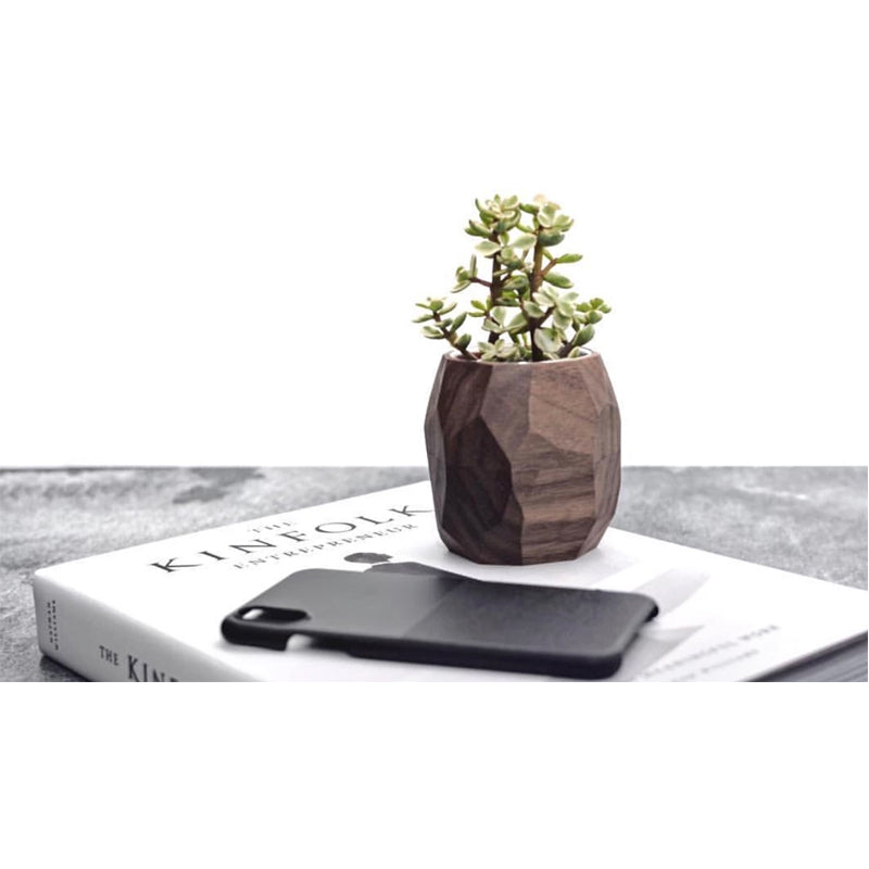 Walnut Geometric Wooden Planter