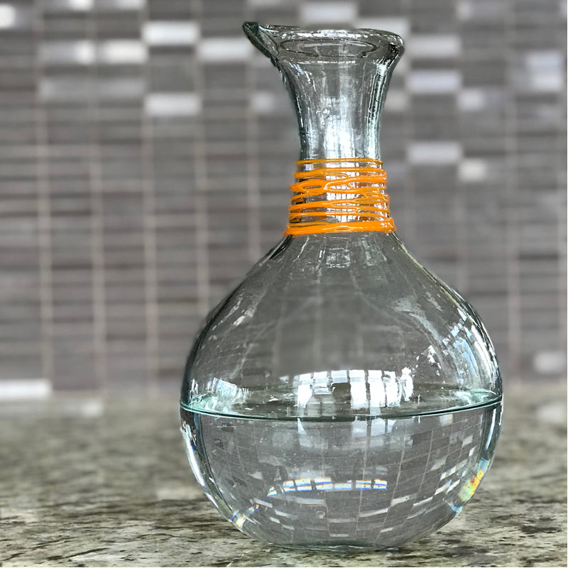 Handblown Recycled Glass Carafe