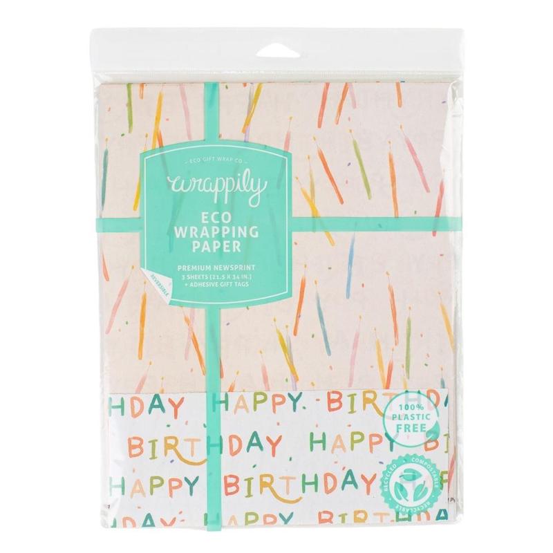 Happy Birthday Candles Recycled Gift Paper (3pk)