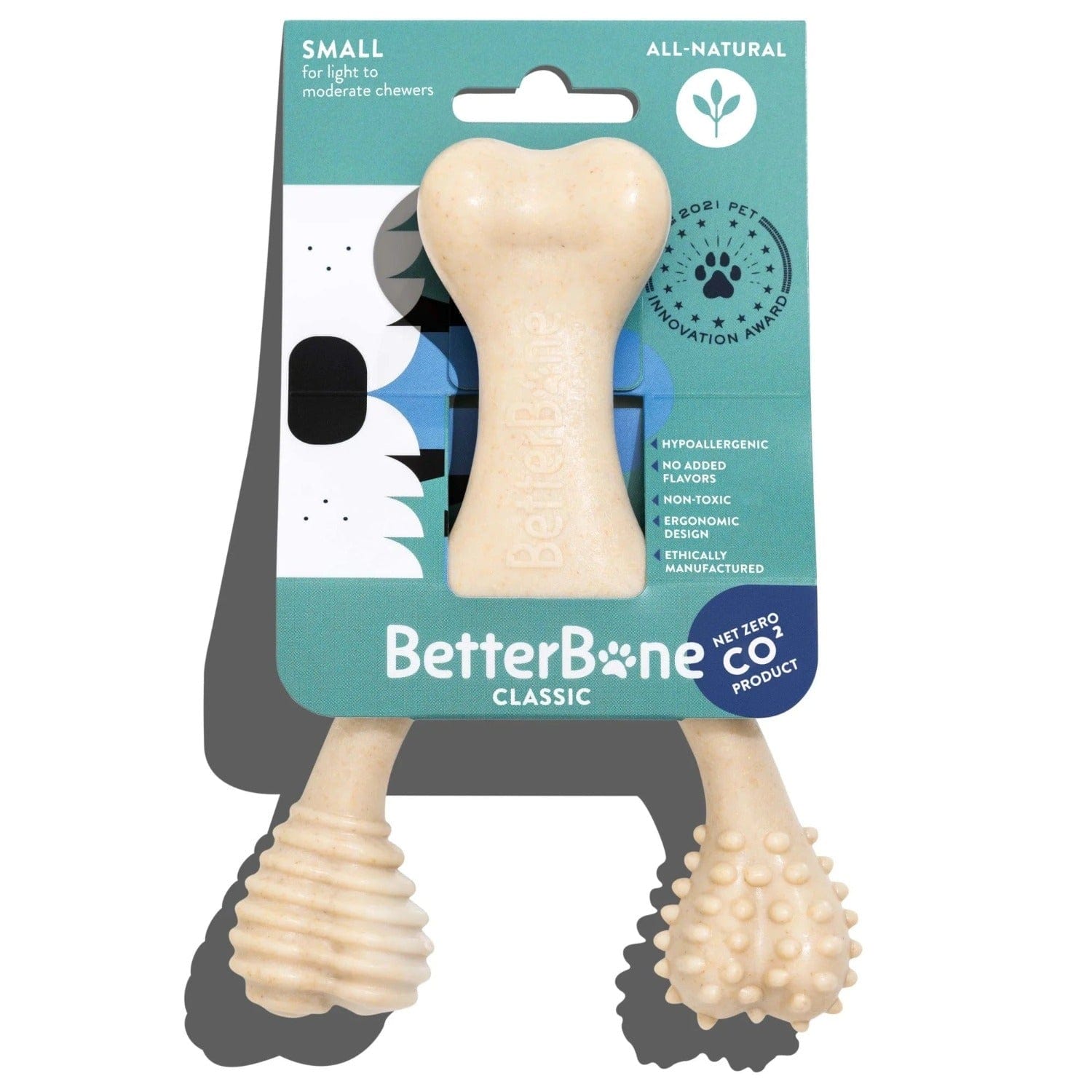 BetterBone Classic - Small All Natural Dog Bone - Eco Friendly Dog Toy - Non-Splintering, Nylon Free