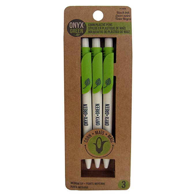 Retractable Recycled Plastic Gel Pen - Black 3pk