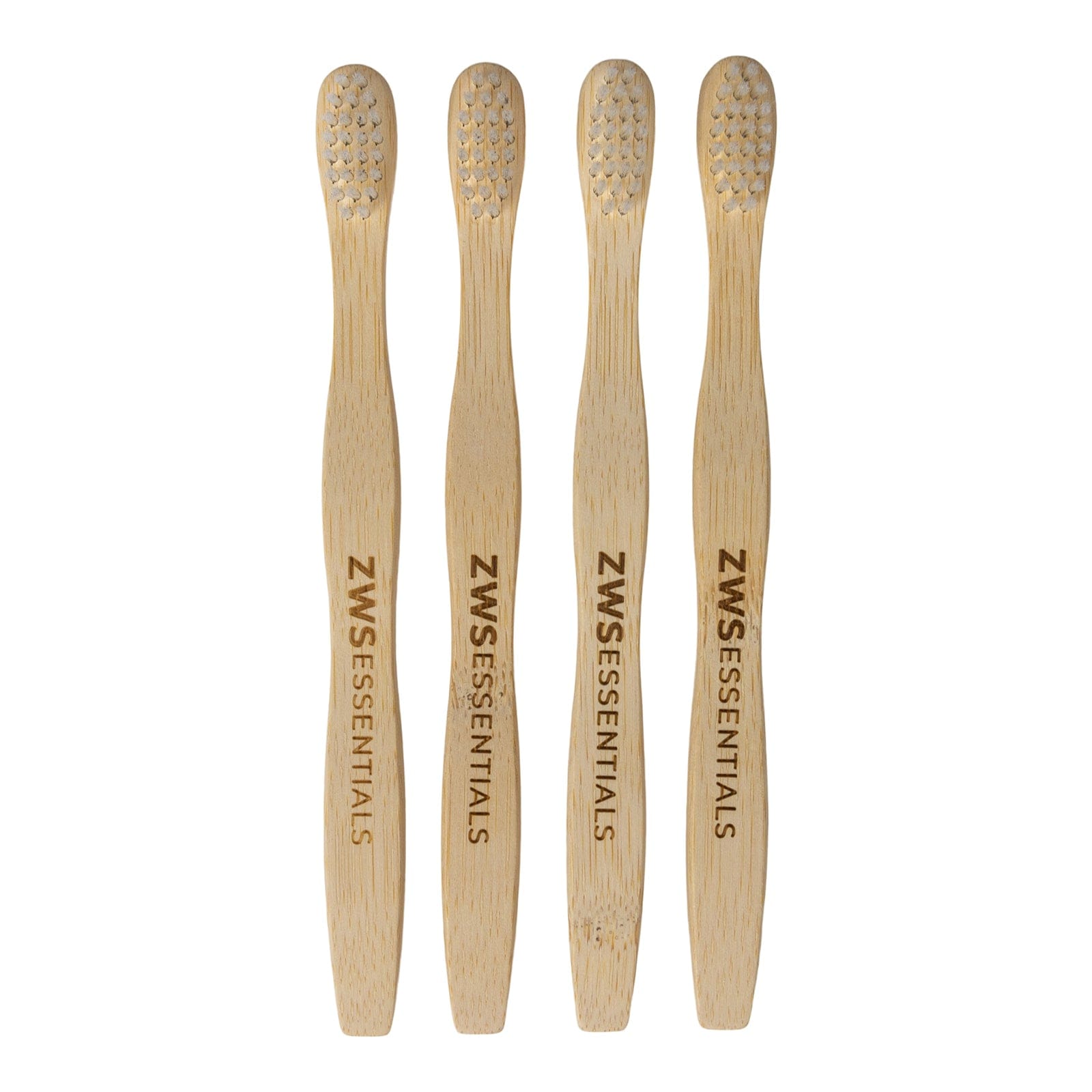 Zero Waste Store 4-Pack Bamboo Toothbrush - Adult - Zero Waste Toothbrush, Plastic Free, Compostable, Castor Bean Bristles