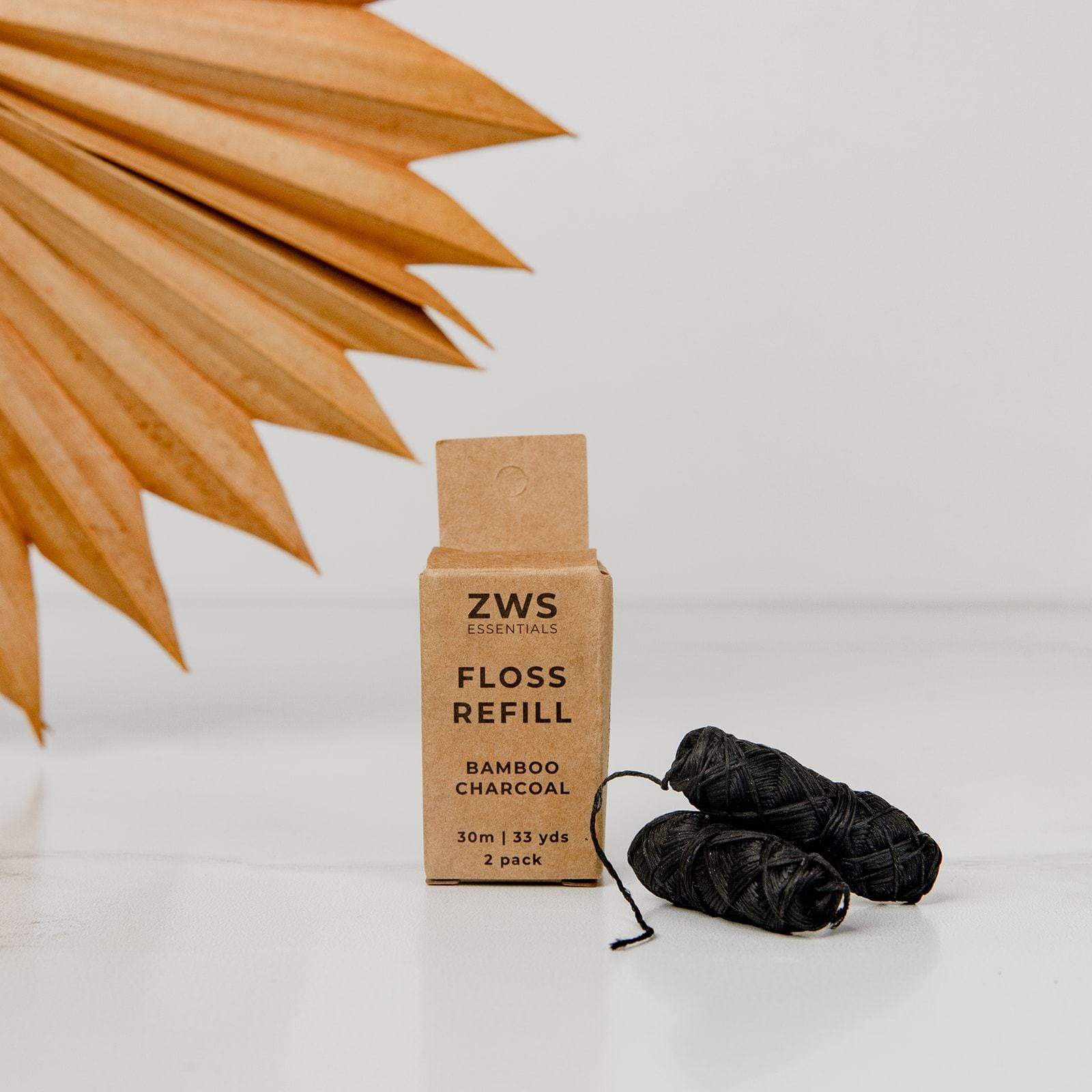 Zero Waste Store Bamboo Charcoal Floss - Zero Waste Dental Floss, 30m, Vegan, Biodegradable, Refillable