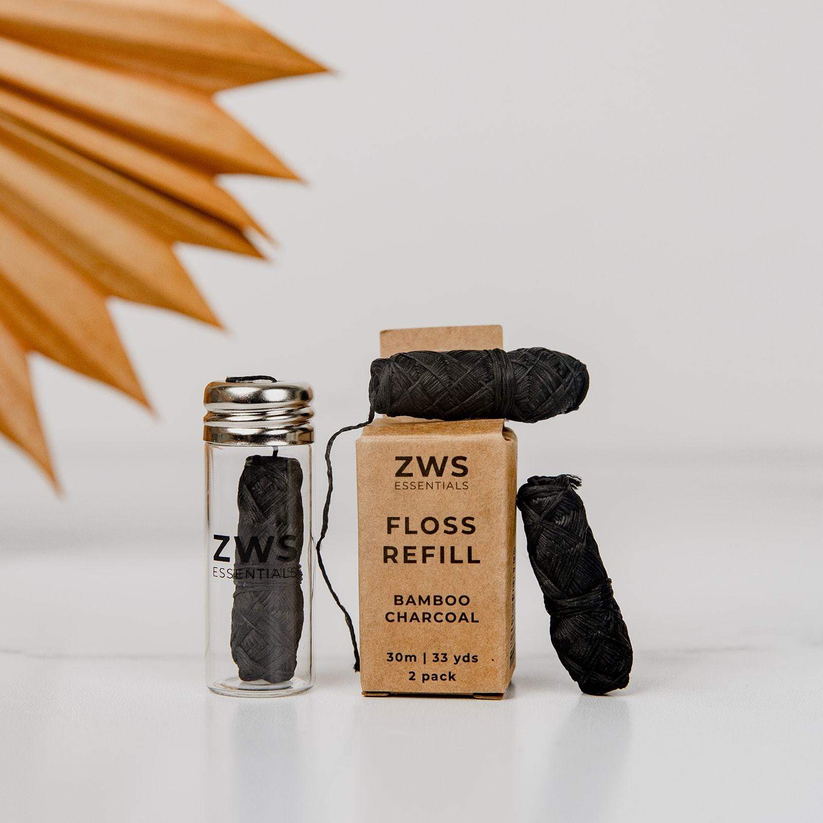 ZWSZero Waste Floss - 30m, Organic, Biodegradable, Vegan Bamboo Charcoal or Silk