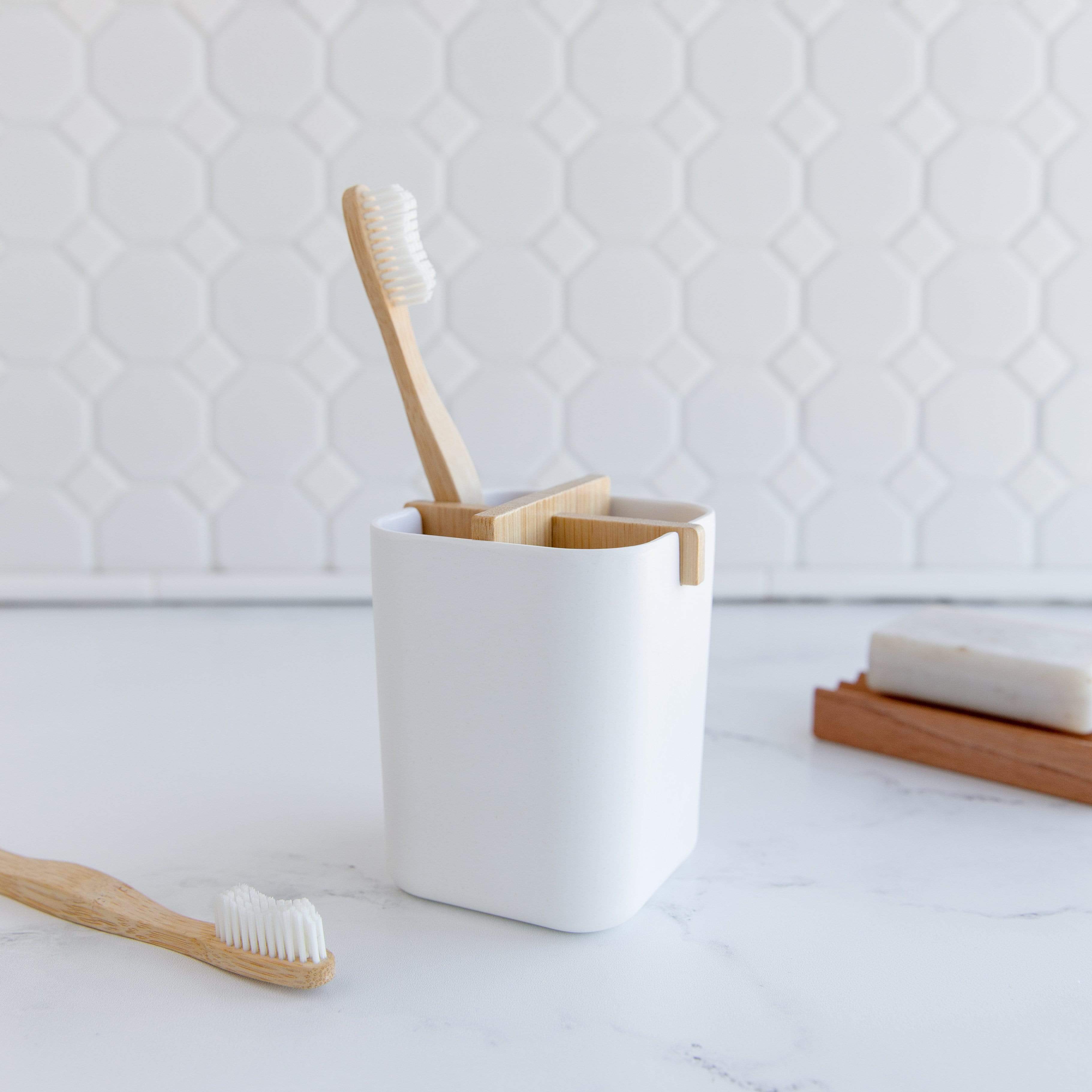 Zero Waste Store Zero Waste Toothbrush Holder- Plastic Free Bathroom, Bamboo Fiber & Corn Starch