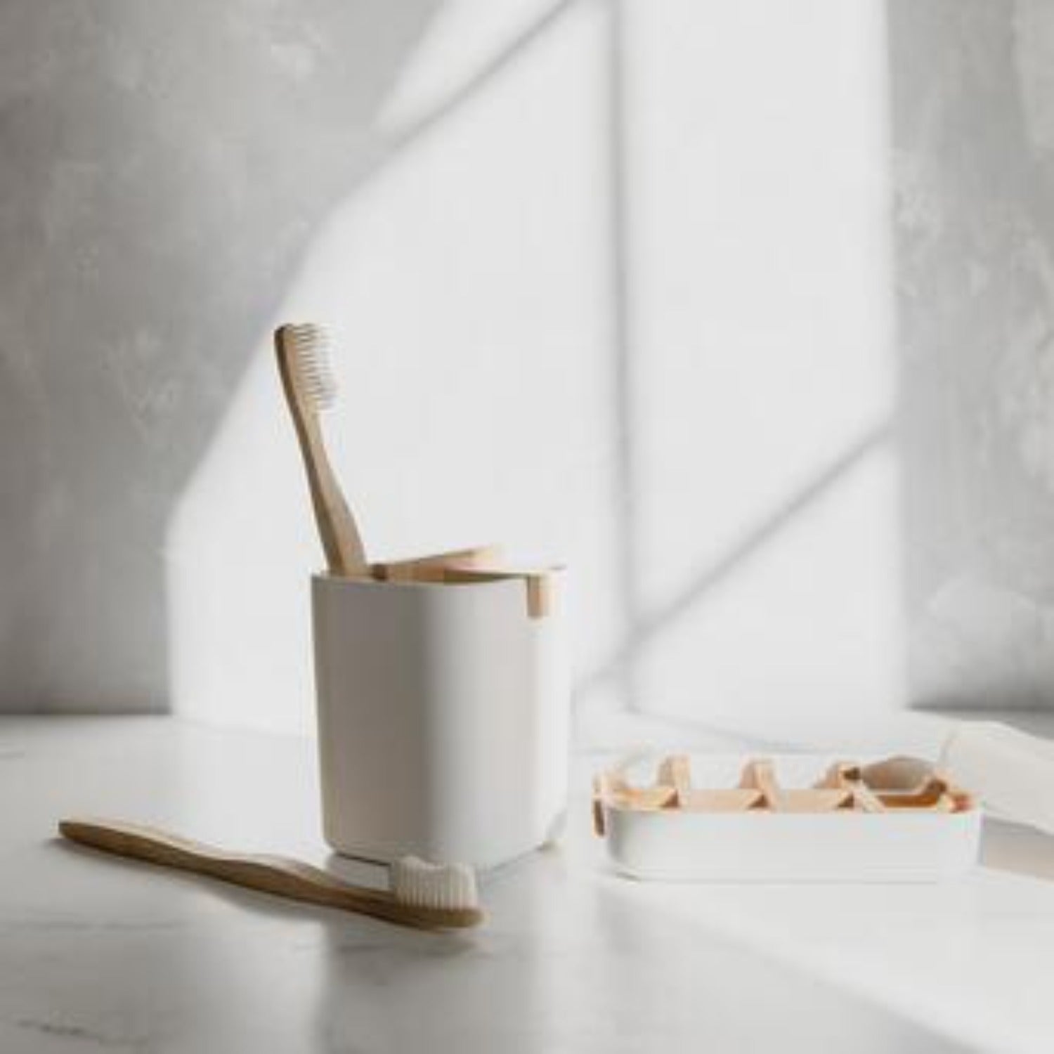 ZeroWasteStore.com White Zero Waste Toothbrush Holder and Soap Dish Bundle