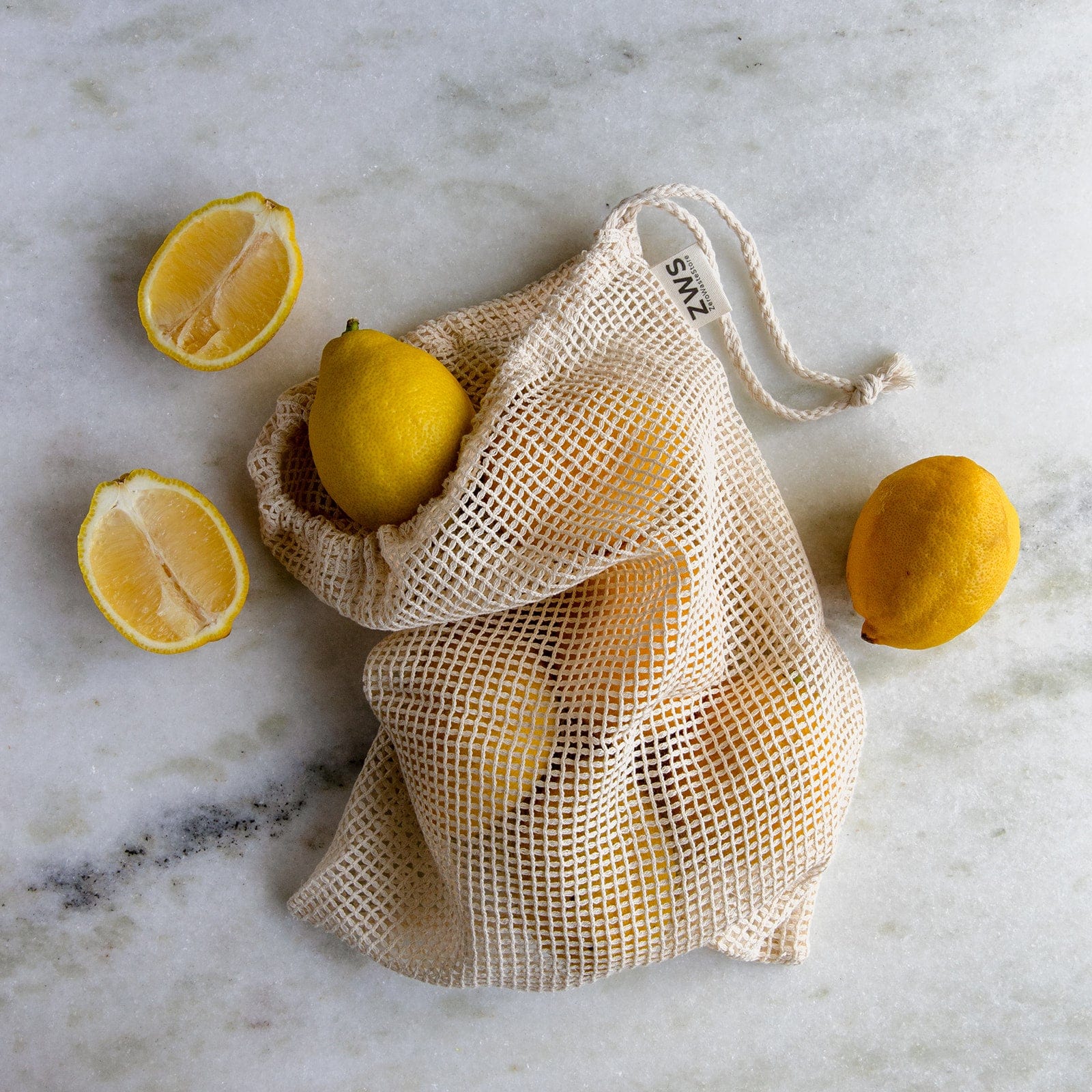 ZWS Essentials 1 Medium / Natural Organic Cotton Mesh Produce Bag - Multiple Sizes - Zero Waste Net Bag