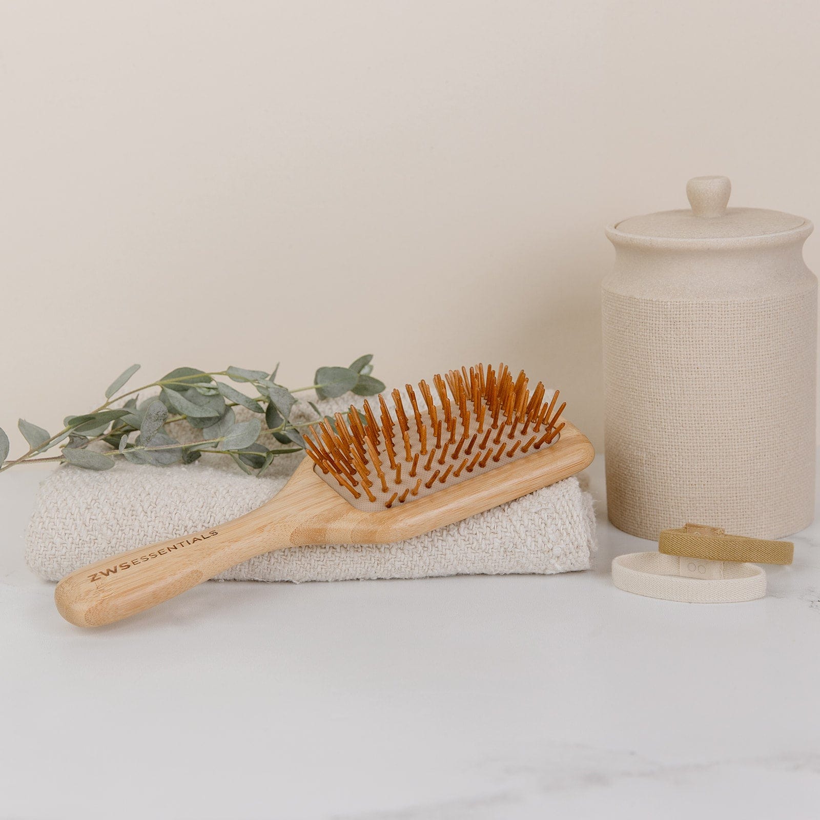 ZWS Essentials Bamboo Hairbrush - Zero Waste Hair Brush, Plastic Free, 100% Bamboo, Compostable