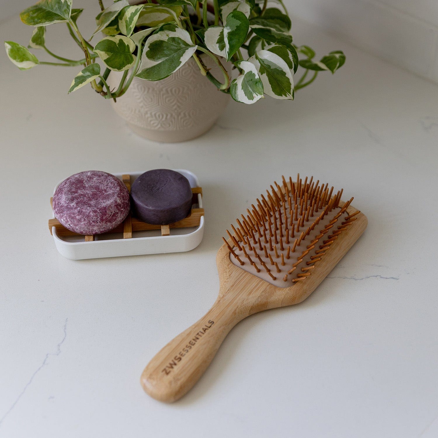 ZWS Essentials Bamboo Hairbrush - Zero Waste Hair Brush, Plastic Free, 100% Bamboo, Compostable