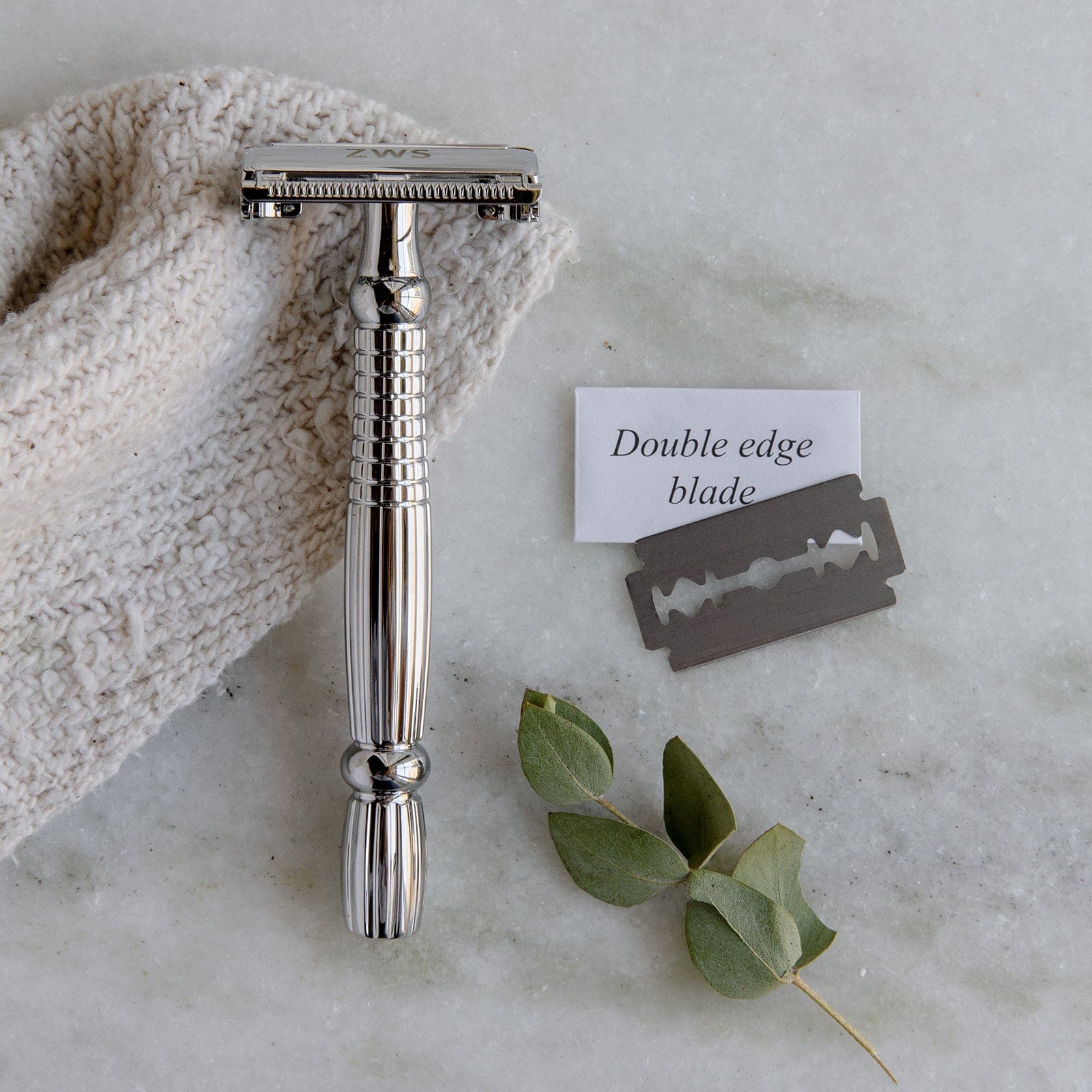 ZWS Essentials Zero Waste Safety Razor - Sustainable Razor - Stainless Steel, Single Blade, 10 Free Blades